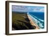 Aerial photograph of the beach & shoreline of Noosa North Shore, Great Sandy National Park-Mark A Johnson-Framed Photographic Print