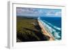 Aerial photograph of the beach & shoreline of Noosa North Shore, Great Sandy National Park-Mark A Johnson-Framed Photographic Print