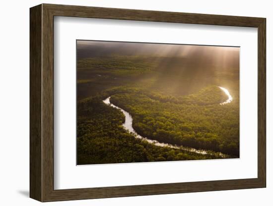 Aerial photograph of the Noosa River, Great Sandy National Park, Australia-Mark A Johnson-Framed Photographic Print