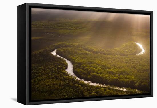 Aerial photograph of the Noosa River, Great Sandy National Park, Australia-Mark A Johnson-Framed Stretched Canvas