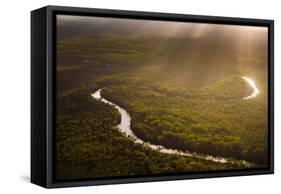 Aerial photograph of the Noosa River, Great Sandy National Park, Australia-Mark A Johnson-Framed Stretched Canvas