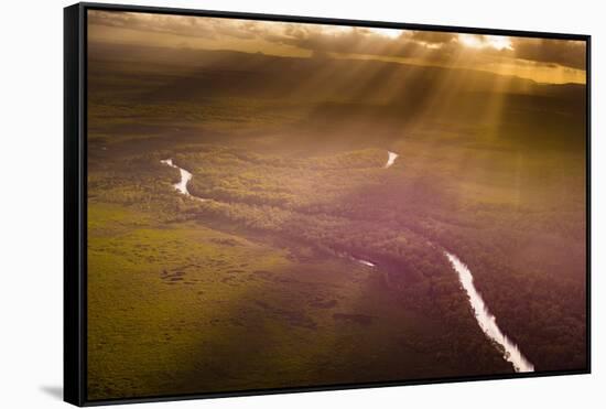 Aerial photograph of the Noosa River, Great Sandy National Park, Australia-Mark A Johnson-Framed Stretched Canvas