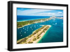 Aerial photograph of The Spit & the Broadwater, Gold Coast, Queensland, Australia-Mark A Johnson-Framed Photographic Print