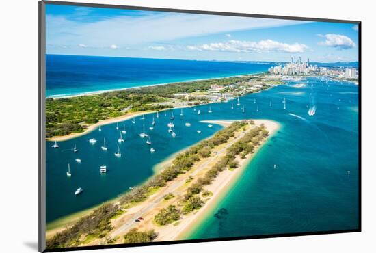 Aerial photograph of The Spit & the Broadwater, Gold Coast, Queensland, Australia-Mark A Johnson-Mounted Photographic Print