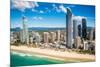 Aerial photograph of the Surfers Paradise skyline, Gold Coast, Queensland, Australia-Mark A Johnson-Mounted Photographic Print