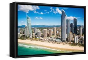 Aerial photograph of the Surfers Paradise skyline, Gold Coast, Queensland, Australia-Mark A Johnson-Framed Stretched Canvas