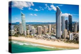 Aerial photograph of the Surfers Paradise skyline, Gold Coast, Queensland, Australia-Mark A Johnson-Stretched Canvas