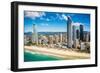 Aerial photograph of the Surfers Paradise skyline, Gold Coast, Queensland, Australia-Mark A Johnson-Framed Photographic Print