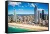 Aerial photograph of the Surfers Paradise skyline, Gold Coast, Queensland, Australia-Mark A Johnson-Framed Stretched Canvas