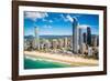 Aerial photograph of the Surfers Paradise skyline, Gold Coast, Queensland, Australia-Mark A Johnson-Framed Photographic Print