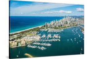Aerial photograph of the Surfers Paradise skyline, Gold Coast, Queensland, Australia-Mark A Johnson-Stretched Canvas