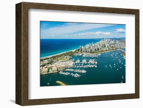 Aerial photograph of the Surfers Paradise skyline, Gold Coast, Queensland, Australia-Mark A Johnson-Framed Photographic Print