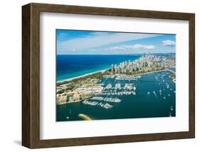 Aerial photograph of the Surfers Paradise skyline, Gold Coast, Queensland, Australia-Mark A Johnson-Framed Photographic Print