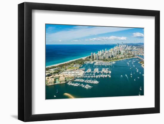 Aerial photograph of the Surfers Paradise skyline, Gold Coast, Queensland, Australia-Mark A Johnson-Framed Photographic Print