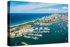 Aerial photograph of the Surfers Paradise skyline, Gold Coast, Queensland, Australia-Mark A Johnson-Stretched Canvas