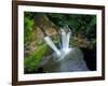 Aerial photograph of Wailua Falls, Kauai, Hawaii, USA-Mark A Johnson-Framed Photographic Print