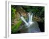 Aerial photograph of Wailua Falls, Kauai, Hawaii, USA-Mark A Johnson-Framed Photographic Print