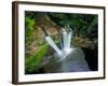 Aerial photograph of Wailua Falls, Kauai, Hawaii, USA-Mark A Johnson-Framed Photographic Print
