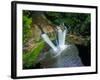 Aerial photograph of Wailua Falls, Kauai, Hawaii, USA-Mark A Johnson-Framed Photographic Print