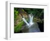 Aerial photograph of Wailua Falls, Kauai, Hawaii, USA-Mark A Johnson-Framed Photographic Print