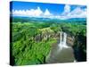 Aerial photograph of Wailua Falls, Kauai, Hawaii, USA-Mark A Johnson-Stretched Canvas