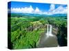 Aerial photograph of Wailua Falls, Kauai, Hawaii, USA-Mark A Johnson-Stretched Canvas