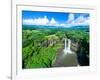 Aerial photograph of Wailua Falls, Kauai, Hawaii, USA-Mark A Johnson-Framed Photographic Print