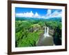 Aerial photograph of Wailua Falls, Kauai, Hawaii, USA-Mark A Johnson-Framed Photographic Print