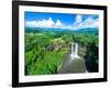 Aerial photograph of Wailua Falls, Kauai, Hawaii, USA-Mark A Johnson-Framed Photographic Print