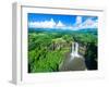 Aerial photograph of Wailua Falls, Kauai, Hawaii, USA-Mark A Johnson-Framed Photographic Print