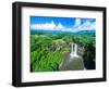 Aerial photograph of Wailua Falls, Kauai, Hawaii, USA-Mark A Johnson-Framed Photographic Print