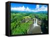 Aerial photograph of Wailua Falls, Kauai, Hawaii, USA-Mark A Johnson-Framed Stretched Canvas