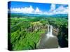 Aerial photograph of Wailua Falls, Kauai, Hawaii, USA-Mark A Johnson-Stretched Canvas