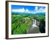 Aerial photograph of Wailua Falls, Kauai, Hawaii, USA-Mark A Johnson-Framed Photographic Print