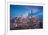 Aerial Photography Bird View at Shanghai Bund Skyline of Dusk-ArtisticPhoto-Framed Photographic Print