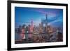 Aerial Photography Bird View at Shanghai Bund Skyline of Dusk-ArtisticPhoto-Framed Photographic Print