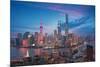 Aerial Photography Bird View at Shanghai Bund Skyline of Dusk-ArtisticPhoto-Mounted Photographic Print