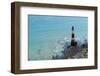 Aerial Photography of a Lighthouse and Sea near Beachy Head in England-prill-Framed Photographic Print