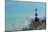 Aerial Photography of a Lighthouse and Sea near Beachy Head in England-prill-Mounted Photographic Print