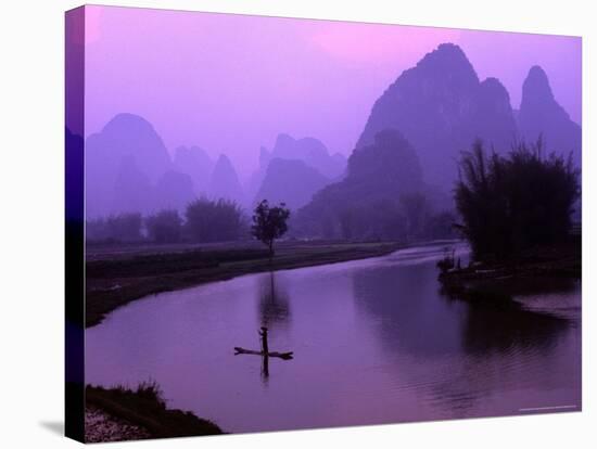 Aerial Scenic of the Fishermen and Limestone Mountains, Gulin, China-Bill Bachmann-Stretched Canvas
