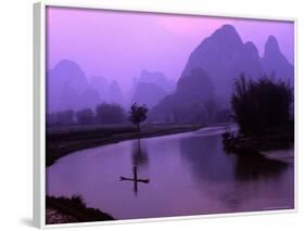 Aerial Scenic of the Fishermen and Limestone Mountains, Gulin, China-Bill Bachmann-Framed Photographic Print