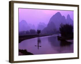 Aerial Scenic of the Fishermen and Limestone Mountains, Gulin, China-Bill Bachmann-Framed Photographic Print