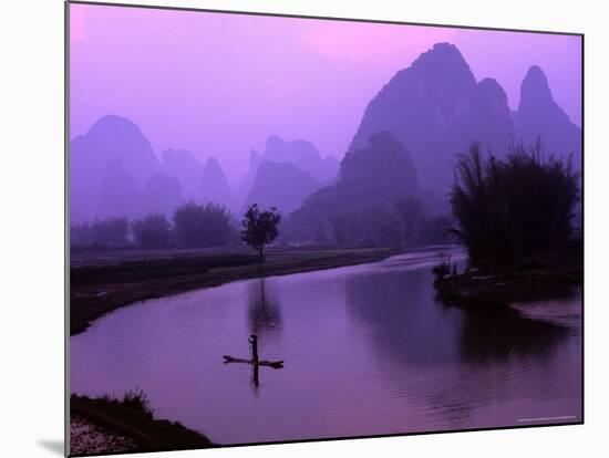 Aerial Scenic of the Fishermen and Limestone Mountains, Gulin, China-Bill Bachmann-Mounted Photographic Print