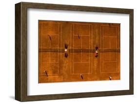 Aerial Shot of a Tennis Courts with Players in Warm Evening Sunlight-l i g h t p o e t-Framed Photographic Print