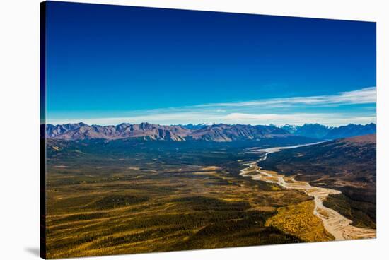 Aerial shot of Alaskan Mountain Range, Alaska, United States of America, North America-Laura Grier-Stretched Canvas