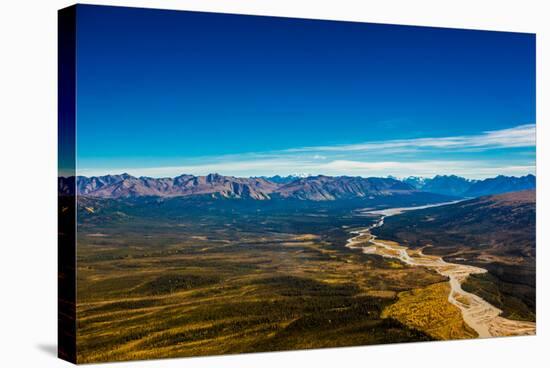 Aerial shot of Alaskan Mountain Range, Alaska, United States of America, North America-Laura Grier-Stretched Canvas