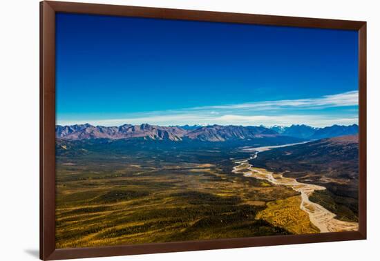 Aerial shot of Alaskan Mountain Range, Alaska, United States of America, North America-Laura Grier-Framed Photographic Print