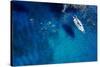 Aerial Shot of Beautiful Blue Lagoon at Hot Summer Day with Sailing Boat. Top View of People are Sw-dusanpetkovic-Stretched Canvas