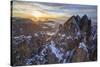 Aerial Shot of Sassolungo at Sunset-Roberto Moiola-Stretched Canvas