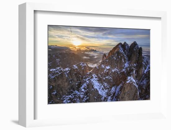 Aerial Shot of Sassolungo at Sunset-Roberto Moiola-Framed Photographic Print